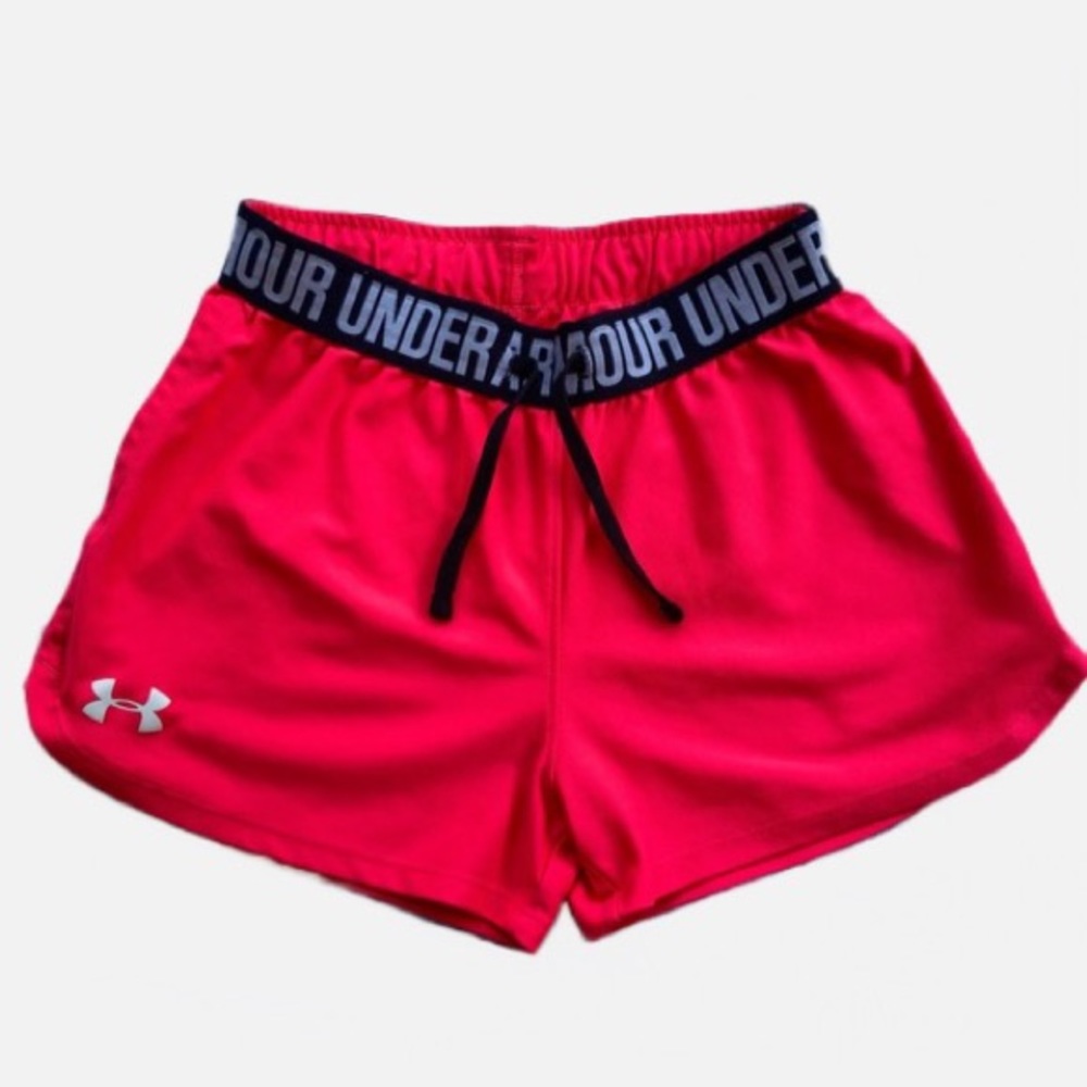 Under Armour Shorts Girls Medium Neon Pink Loose Activewear Bottoms Youth